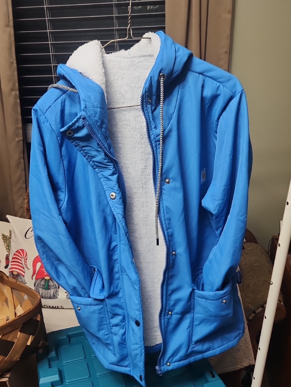 Carhartt Blue Hooded Sherpa-Lined Jacket